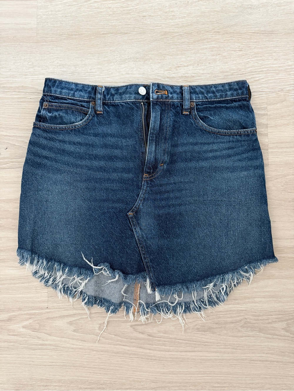 We The Free Dark Blue Denim High-Rise Skirt